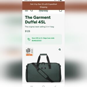 HALFDAY 45LITER GARMENT/DUFFEL BAG, IN GREEN.